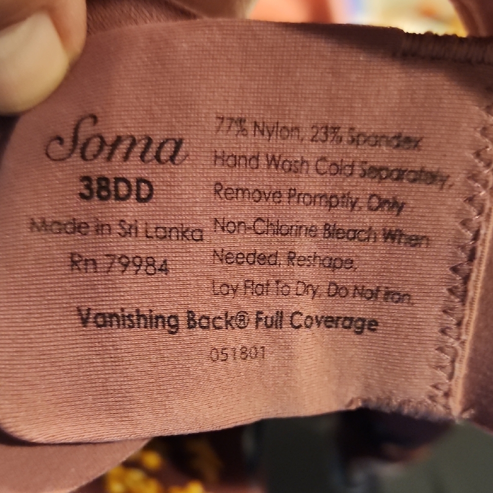 Soma Floral Print Women's Bra Size 38DD  Brown/yellow/blue/pink - Picture 7 of 8